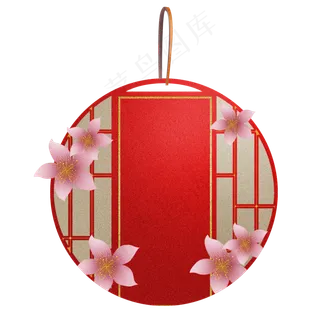 古风窗格桃花标签