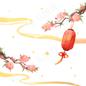 古风春节花卉灯笼,免抠元素