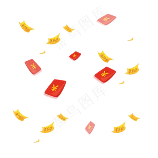 金黄色金币红包元素,免抠元素