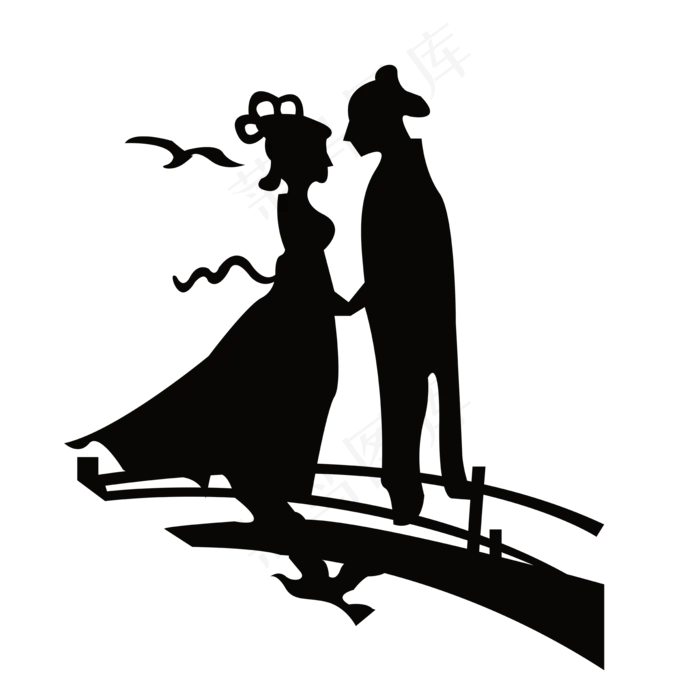 七夕情人节鹊桥相会牛郎织女简约,免抠元素