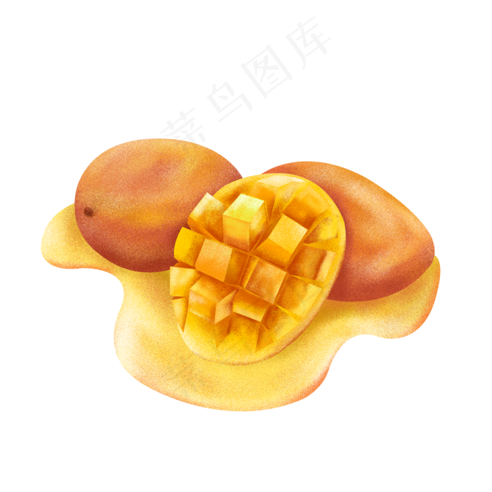 手绘小清新水果食物芒果(2000X2000(DPI:300))psd模版下载