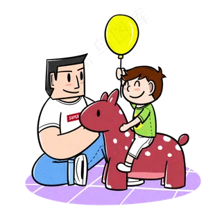 卡通父亲节父子夸张风玩游戏pn