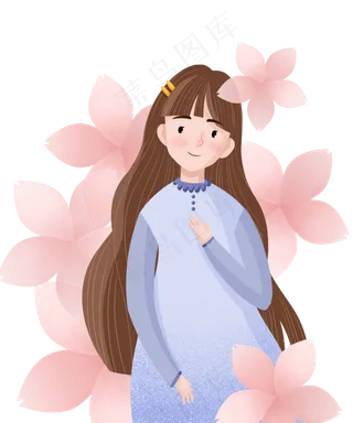 长发飘飘女生,免抠元素