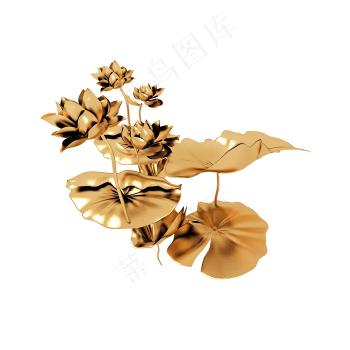 金属荷花雕塑png图(2000X2000(DPI:300))psd模版下载