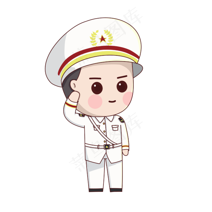 建军节敬礼卡通军人