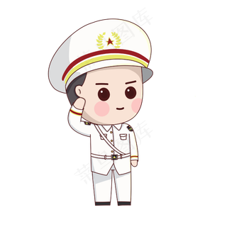 建军节敬礼卡通军人