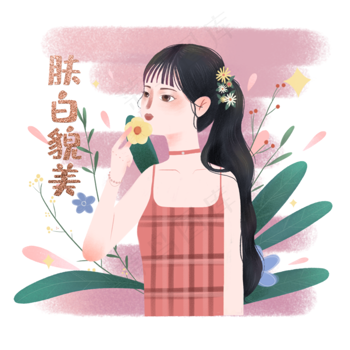 肤白貌美心愿祝福可爱少女网红词,免抠元素(3500*3500px 300 dpi )psd模版下载