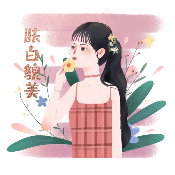 肤白貌美心愿祝福可爱少女网红词,免抠元素(3500*3500px 300 dpi )psd模版下载