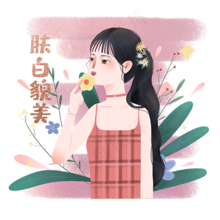 肤白貌美心愿祝福可爱少女网红词,免抠元素