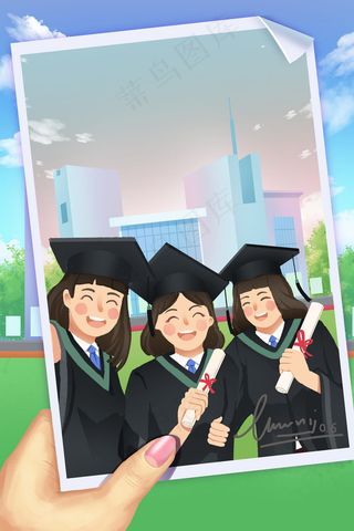 毕业季穿学士服闺蜜集体照同学青春纪念册