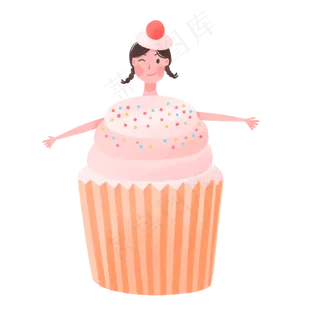 六一儿童节可爱杯子蛋糕女孩