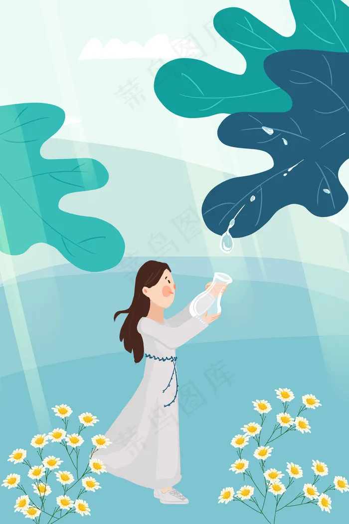 九月你好白露露水女孩(3545X5315(DPI:300))psd模版下载