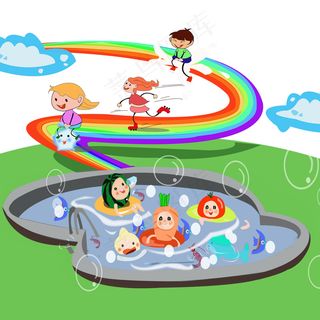 夏日儿童郊游玩耍乐园矢量图,免抠元素