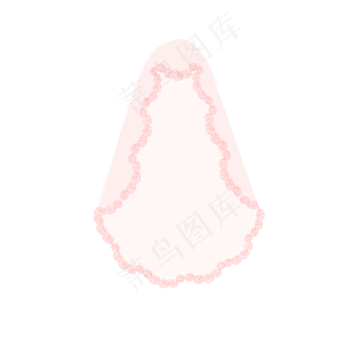 玫瑰蕾丝粉色头纱PNG(2000X2000(DPI:300))psd模版下载