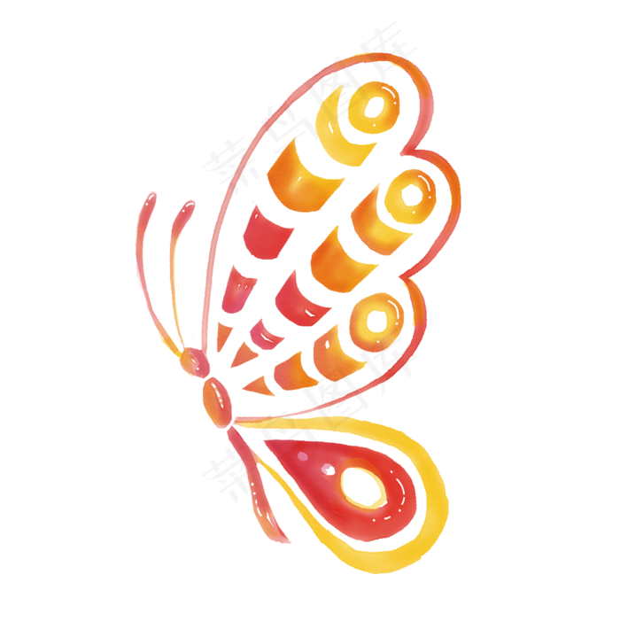 红色水彩蝴蝶闪亮