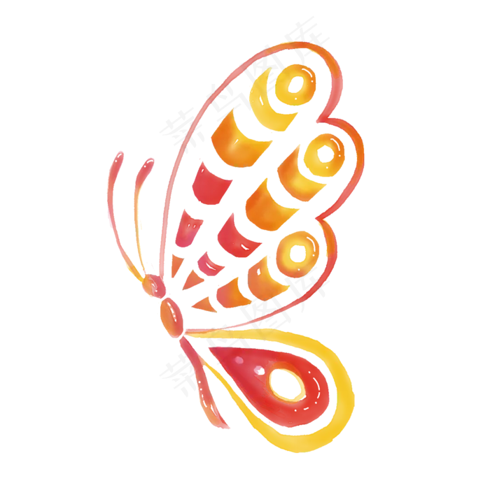 红色水彩蝴蝶闪亮(2046X2048(DPI:72))psd模版下载