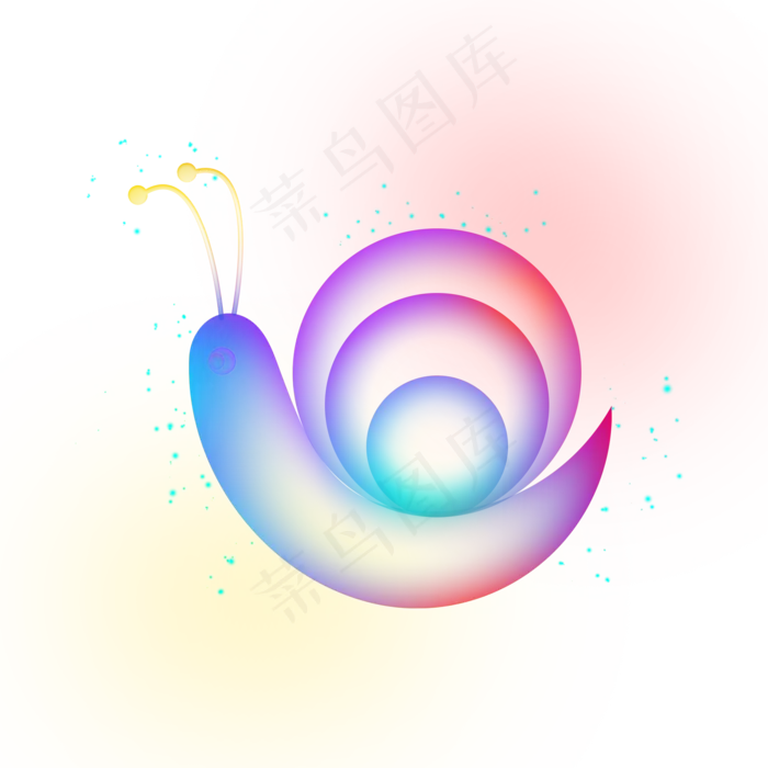 光感可爱小蜗牛素材,免抠元素(2000*2000px 72 dpi )psd模版下载