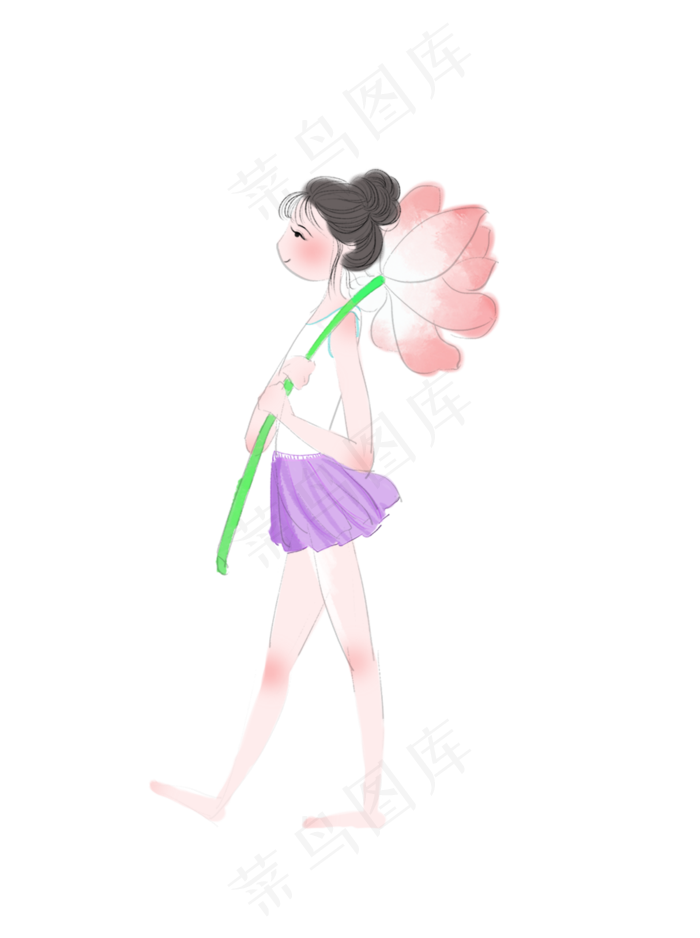 拿荷花的女孩(1214X1627(DPI:300))psd模版下载