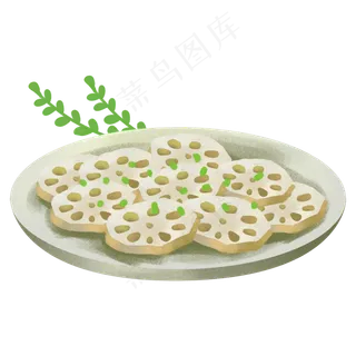 卡通手绘美食炒菜荷花果实之清炒