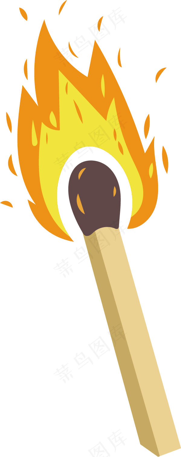 火柴燃烧卡通插画,免抠元素