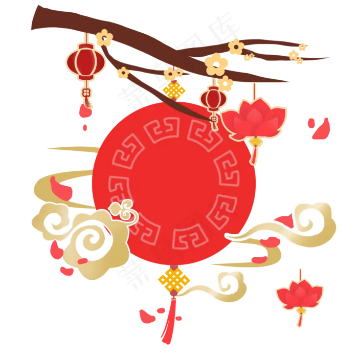 中秋中国结立体剪纸,免抠元素
