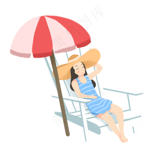 夏至美女沙滩晒太阳素材