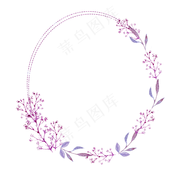 水彩植物花边框插画