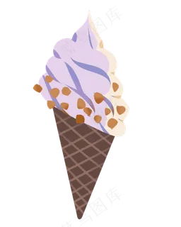 夏日手绘扁平风香芋奶油冰淇淋