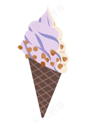 夏日手绘扁平风香芋奶油冰淇淋