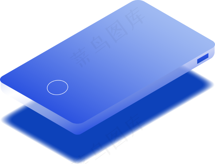 2.5D立体蓝色手机装饰插画,免抠元素