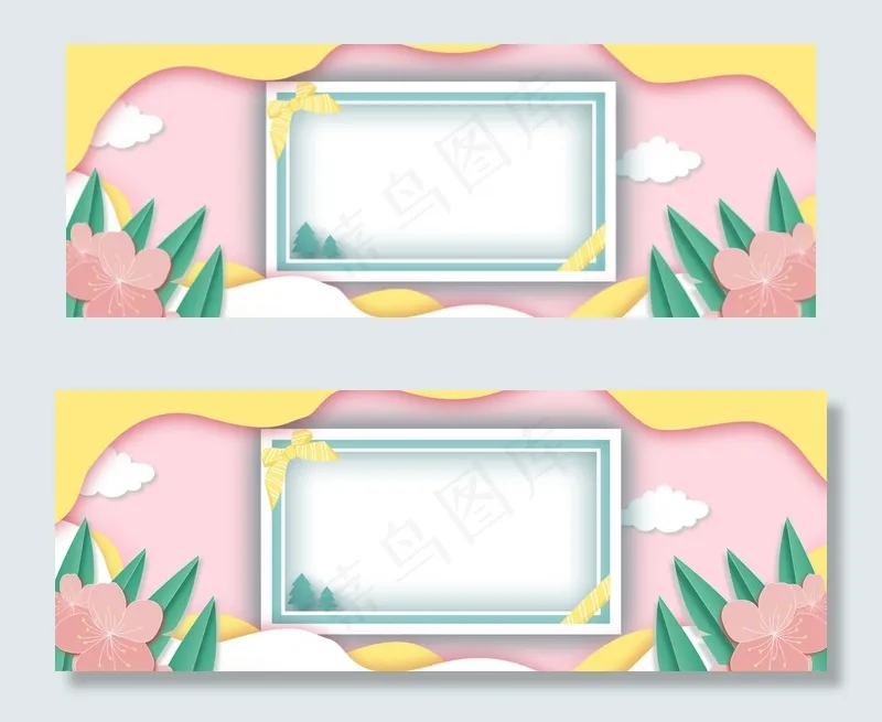 小清新糖果色蝴蝶结相框妇女节女王节女神节banner