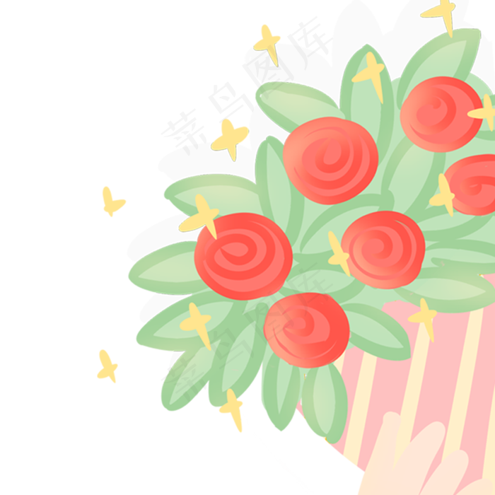 矢量玫瑰花朵花束捧花