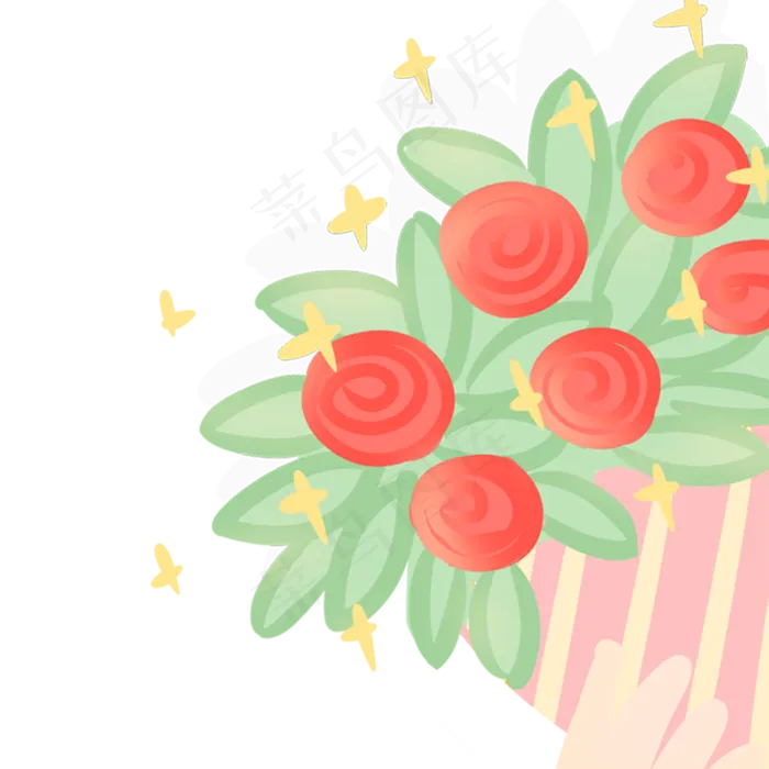 矢量玫瑰花朵花束捧花