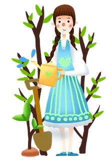 植树节浇树的小女孩