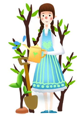 植树节浇树的小女孩