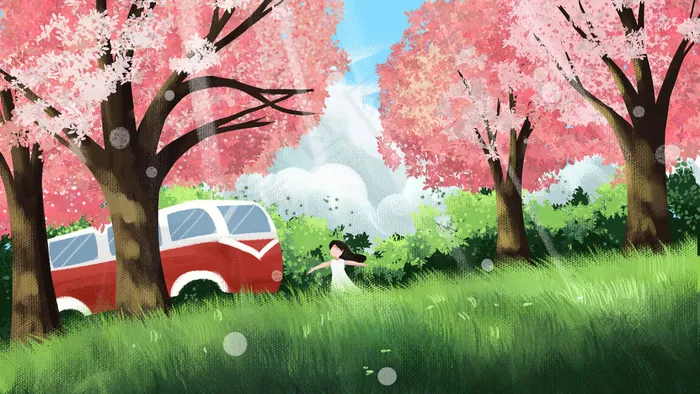 春天春季樱花春游花海风景小清新粉色唯美