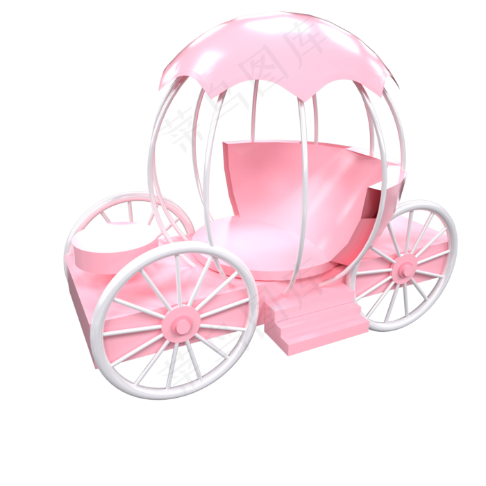 情人节粉色浪漫小马车,免抠元素(2000*2000px 300 dpi )