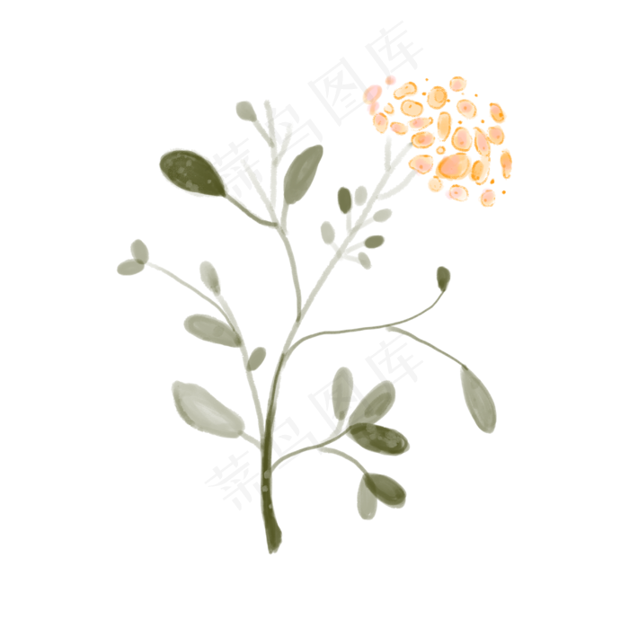 绽放花朵卡通插画