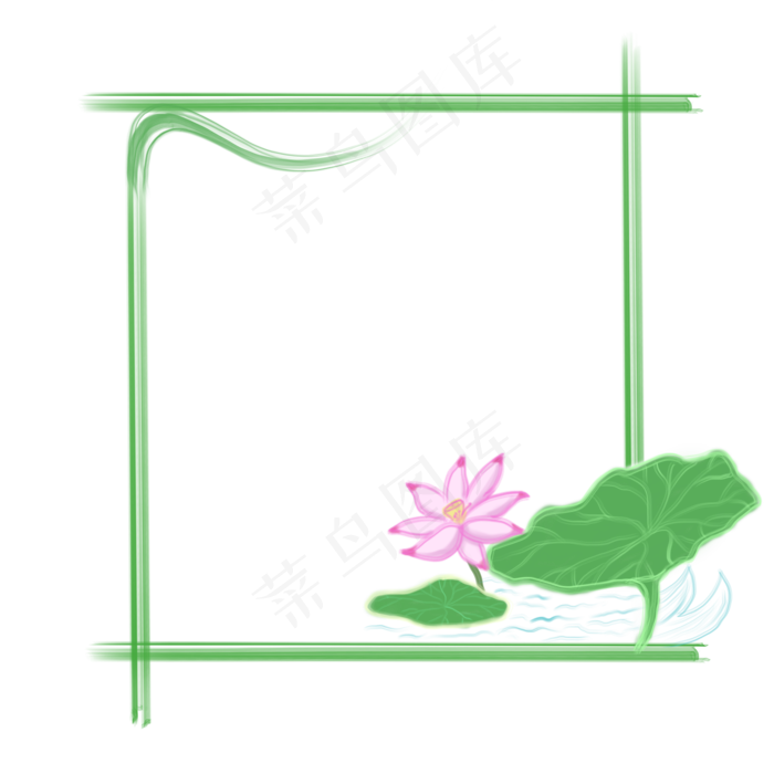 荷花边框装饰荷花(2000X2000(DPI:300))psd模版下载