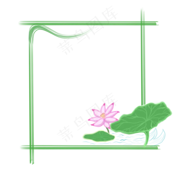 荷花边框装饰荷花(2000X2000(DPI:300))psd模版下载