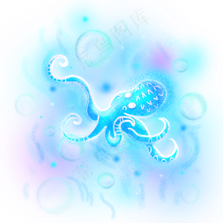 梦幻海洋生物动物章鱼,免抠元素
