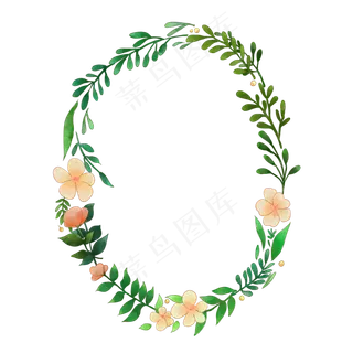 手绘风文艺小清新水彩花环