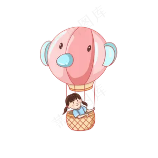 儿童节热气球女孩素材