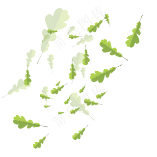 手绘植物树叶漂浮的叶子 手绘植物树叶漂浮的叶子