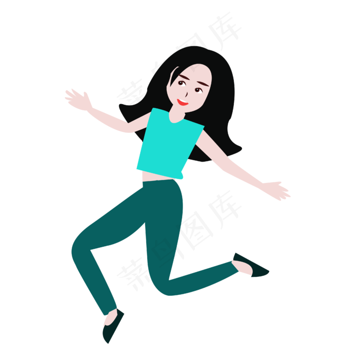 蓝色跳跃女孩(4167*4167px 300 dpi )ai矢量模版下载