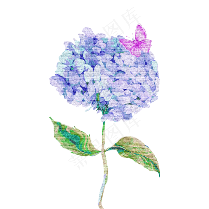 手绘噪点插画风格水彩植物树叶