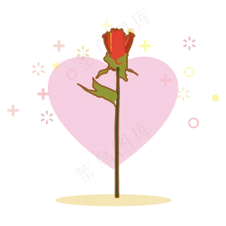 简约扁平卡通七夕情人节花朵花卉