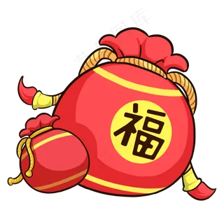 卡通喜庆新年福袋,免抠元素