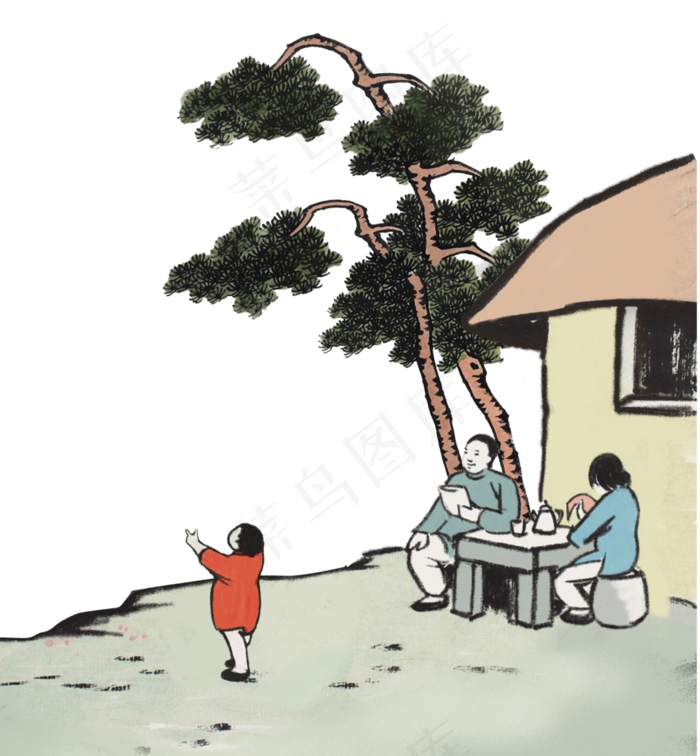 古风节气古人庭外乘凉