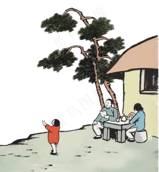 古风节气古人庭外乘凉